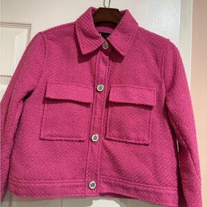 Zara Vibrant Pink Jacket with Metallic Details and front pockets with flaps